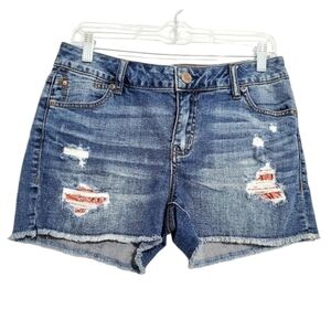 Classic Distressed Blue Denim Shorts - Women's Size 8